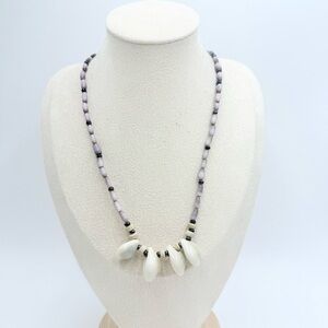 Vintage 80s Cat’s Eye Beads Cowrie Shell Necklace